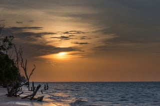 Sonnenuntergang an einem Strand in Surinam